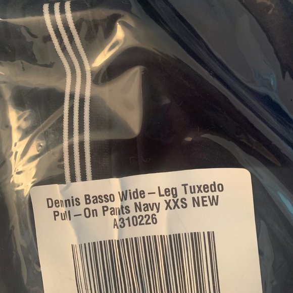 NWT DENNIS BASSO WIDE-LEG TUXEDO PULL-ON PANTS NAVY XXS - Picture 8 of 9